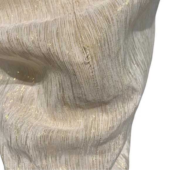 Ark & Co Gold Metallic Cocktail Dress with Black Stitched Polka Dot Design (M) - Picture 14 of 16